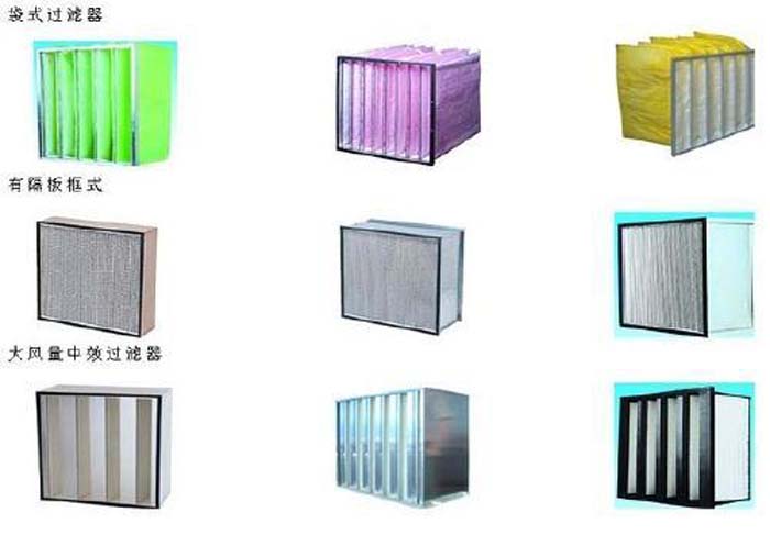 中效過濾器主要是做為一般空調(diào)系統(tǒng)的最后過濾器和凈化空調(diào)系統(tǒng)的預(yù)過濾器，以過濾大氣中的≥1μm顆粒灰塵。